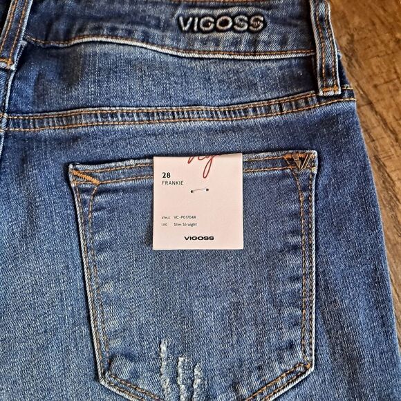 Vigoss Frankie Slim Distressed Straight Jeans Various Sizes Button Fly N… - Picture 6 of 9